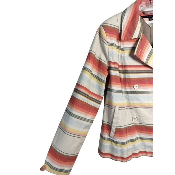 3159) Tommy Hilfiger Orange Striped Double Breast Notch Lapel Lined Jacket XL - Picture 3 of 10